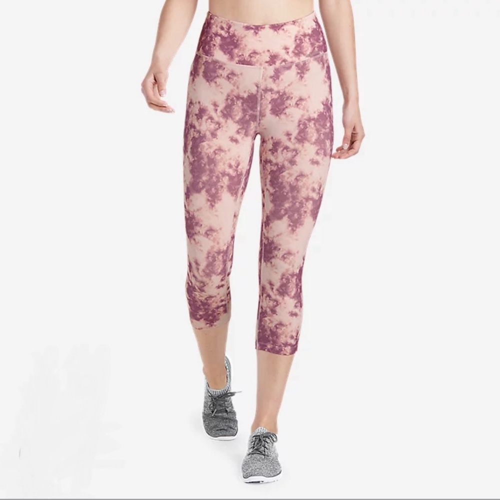 Eddie Bauer Capri High Rise Leggings, Pink Tie Dye, Astir, NWT, Woman's XL